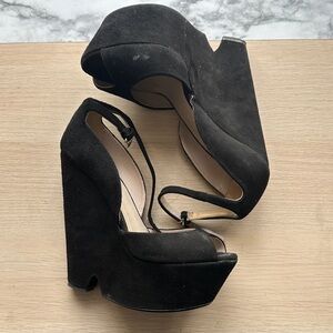 Elegant Black Platform Wedge Shoes
